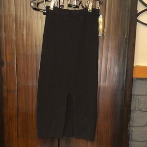 Free People Black Ribbed Knit Top